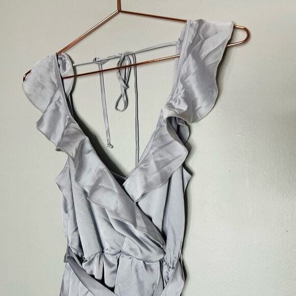 Show Me Your Mumu Samantha Silver Ruffle Layer Wrap Dress Size Extra Small NWT - Picture 7 of 16